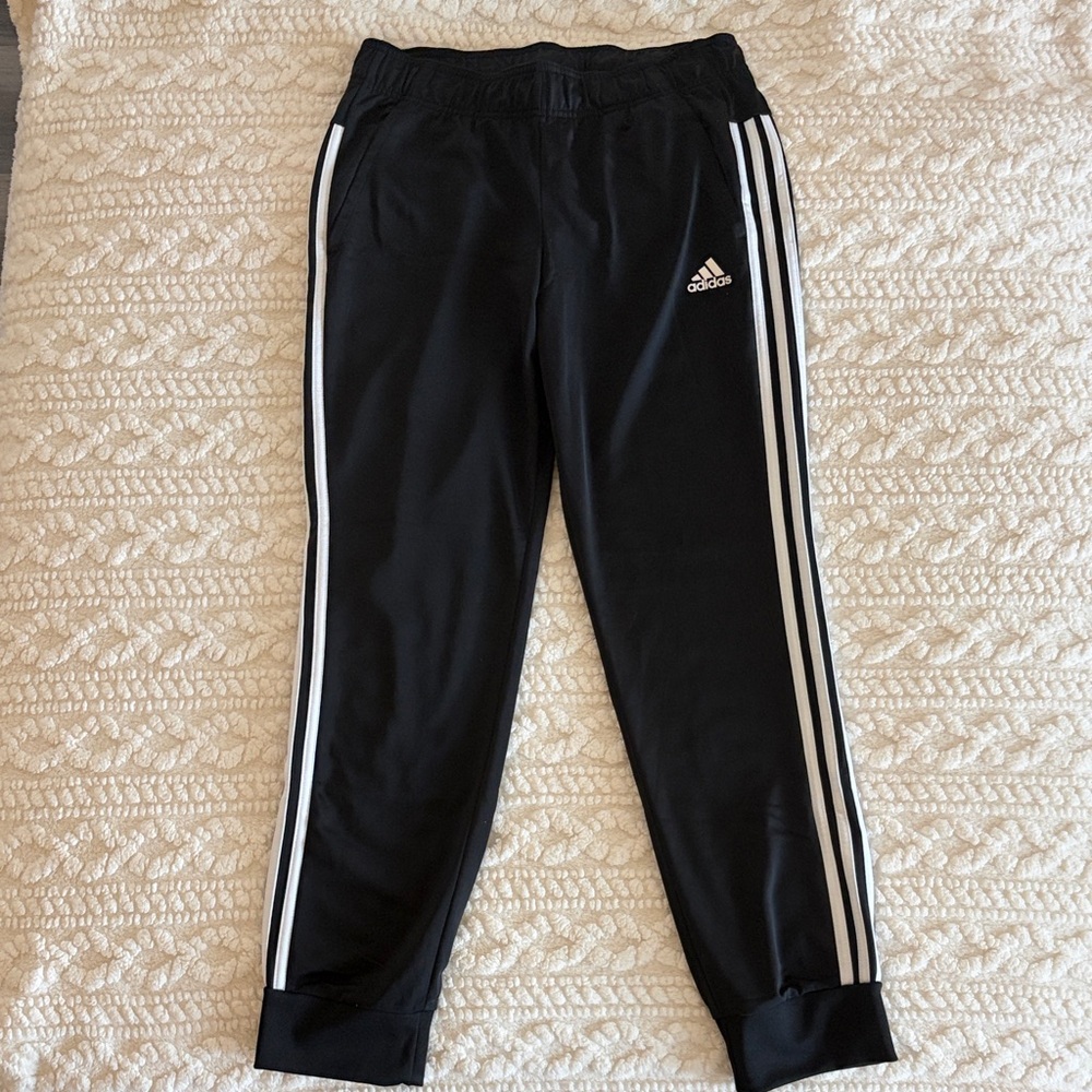 Adidas Kids Black Sweatpants with White Accents